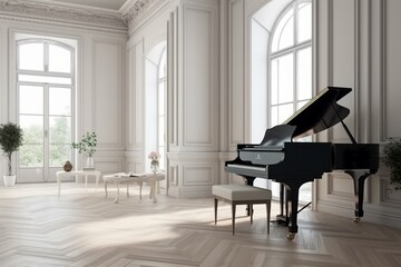 modern piano in elegant room. Generative AI