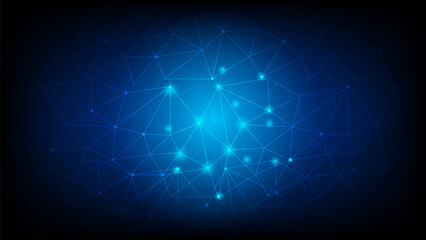 Abstract futuristic - Molecules technology with polygonal shapes on dark blue background. Illustration Vector design digital technology concept. internet network connection design for website.
