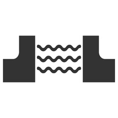 Dam silhouette. Vector flat icon