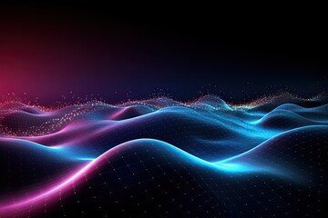 abstract background with glowing particles. Vector illustration. Eps 10, Futuristic technology wallpaper with digital glowing waves and network system, AI Generated
