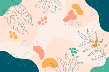Hand Drawn Abstract Leaves Doodle Background for Wallpaper or Presentation