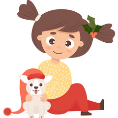 Christmas girl with dog