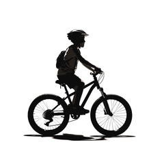 Fototapeta premium Black silhouette of a young BMX athlete performing tricks and jumps with a helmet and protective gear