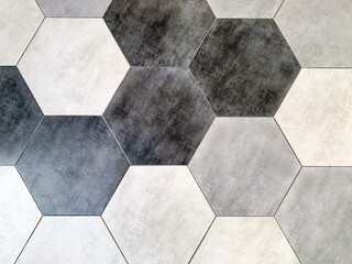 black and white hexagon shape tile floor