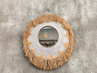 bohemian mirror decoration on the wall