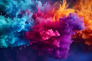 Fototapeta premium Exploding liquid paint in rainbow colors with splashes