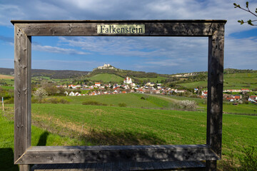 Falkenstein ruins and town with vineyard, Lower Austria, Austria
