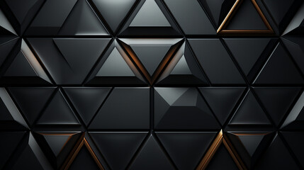 Polished, Semigloss Wall background with tiles. Triangular, tile Wallpaper with 3D, Black blocks