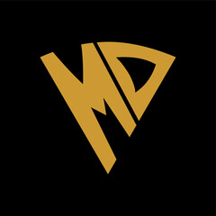 Creative minimal letter MD DM monogram logo design vector. thin line luxury logo black background perfect for company logo, banner, label and branding etc