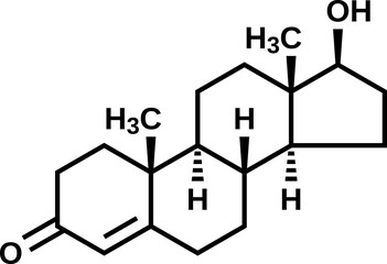 Testosterone structural formula, vector illustration 