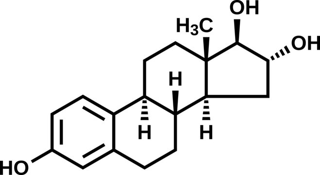 Estriol vector illustration, E3 structural formula