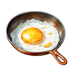 camping element. watercolor pan with fried egg illustration.