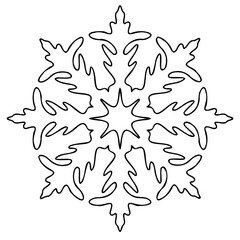 Snowflake vector. Decorative abstract illustration, hand-drawn. Ink on a white background.