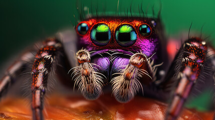 Ultra Macro and sharp image of spider. Generative AI