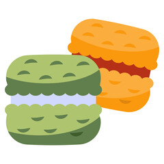 An eye catching design icon of macaron, sweet sandwich cookie 