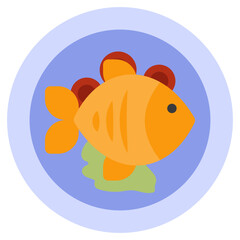 Fried fish icon in flat design 