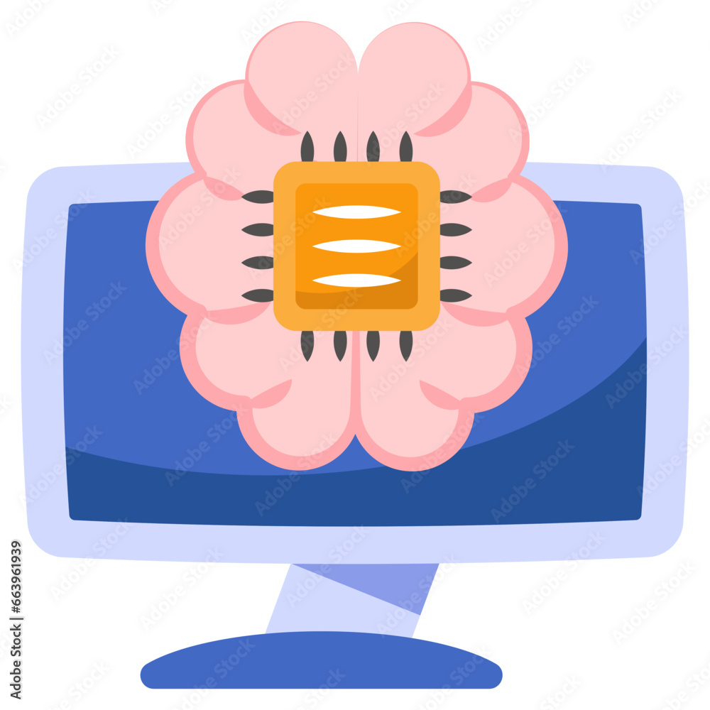 Poster Premium download icon of brain processor