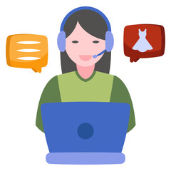 Online helpline icon in flat design