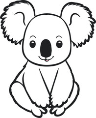 Cute sitting koala Outline Drawing Svg © Q.Ana