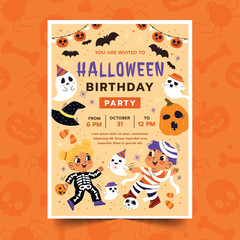 flat invitation template halloween season design vector illustration