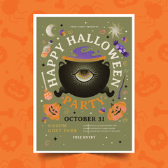 gradient invitation template halloween season design vector illustration