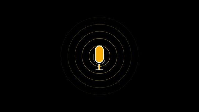 Voice recording podcast mic microphone button icon animation. audio microphone icon animation.