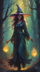 Paintings of fairies or witches in the forest are powerful.