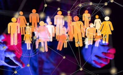 Abstract technology group and data 3d
