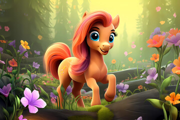 Enchanted Glade: Playful Pony and Butterflies