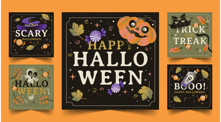 gradient banners collection halloween season design vector illustration