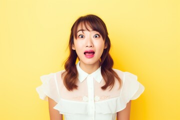 若い女性驚く顔表情