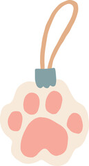 Christmas toys for christmas tree. Cute white cat paw. Cute Christmas holiday png element. Hand drawn in simple cartoon style