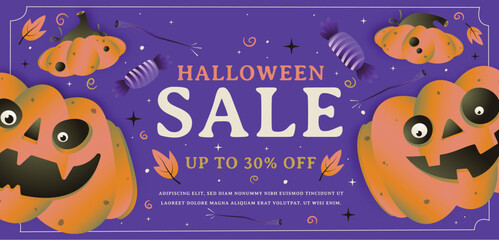 gradient horizontal banner template halloween season design vector illustration