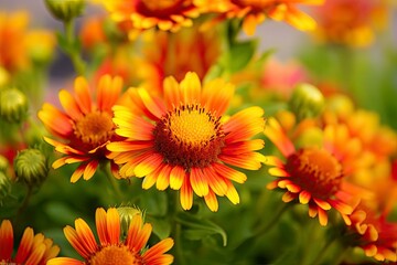 Gaillardia or Blanket Flower. Bright and Colorful Shades of Warm Tones.