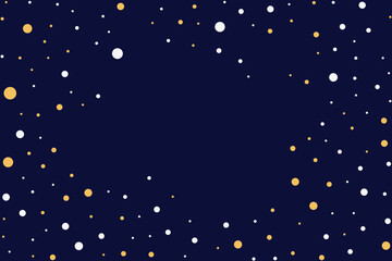 Magical gold white polka dots Navy blue backdrop December Snowstorm Frozen sky white teal blue wallpaper Rime white snowflakes vector Snow hurricane landscape Copy space text Birthday greeting card