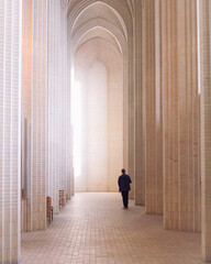 Bright church in Copenhagen with a person from behind - obrazy, fototapety, plakaty