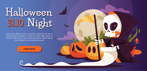 flat horizontal banner template halloween season design vector illustration