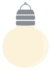 Drawing of a glass bulb silhouette. Electric lamp. Turned on glowing light bulb.