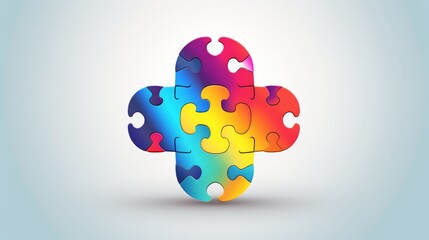 A puzzle icon presented in vector format against a vibrant multicolored background. Layers are organized for convenient editing in this illustrative design element