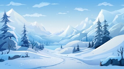 A vector illustration of a serene snow-covered landscape, ideally suited for holiday or winter-themed design projects