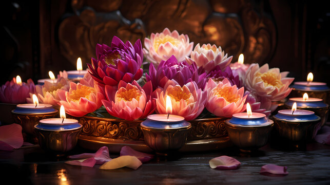 Diwali Lotus with candles