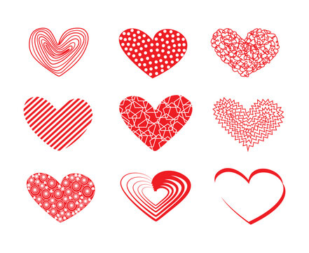 Vector hearts set. Different style and shape.