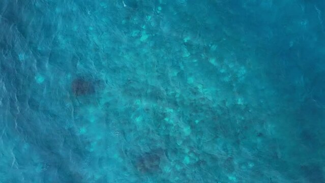 Phuket Thailand Fiji tropical beach Aerial drone top down view bird eye view of sea azure waves pattern. Beautiful of sea water wave come to beach. Sky blue shallow water, paradise copy space concept