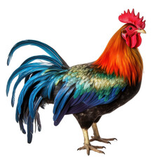 Colorful Cockerel Isolated on Clear Background
