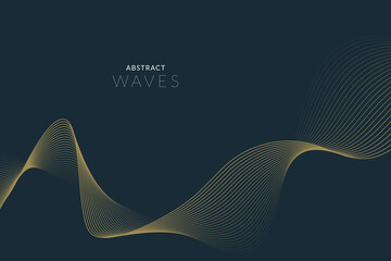 Modern vector background with golden wavy lines.
