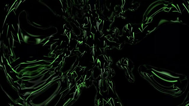 Green particles in black space effect 