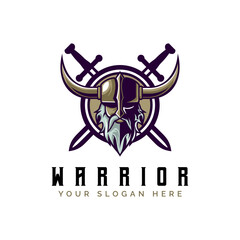 Viking Warrior Man logo icon symbol vintage template for labels, emblems, badges or design template