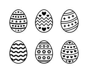 set of easter eggs vector icon design collections black white line simple style isolated