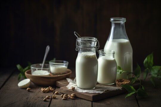 Fresh milk, healthy lifestyle. Generative AI