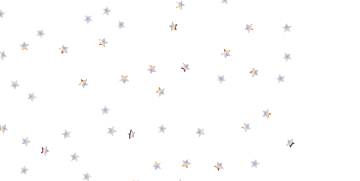 sparkling Christmas confetti falling isolated on white. magic shining flying stars glitter backdrop, sparkle border